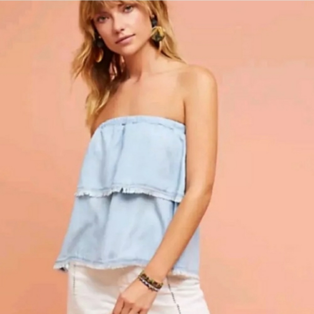 Anthroplogie Chambray Layered Tube Top NWT